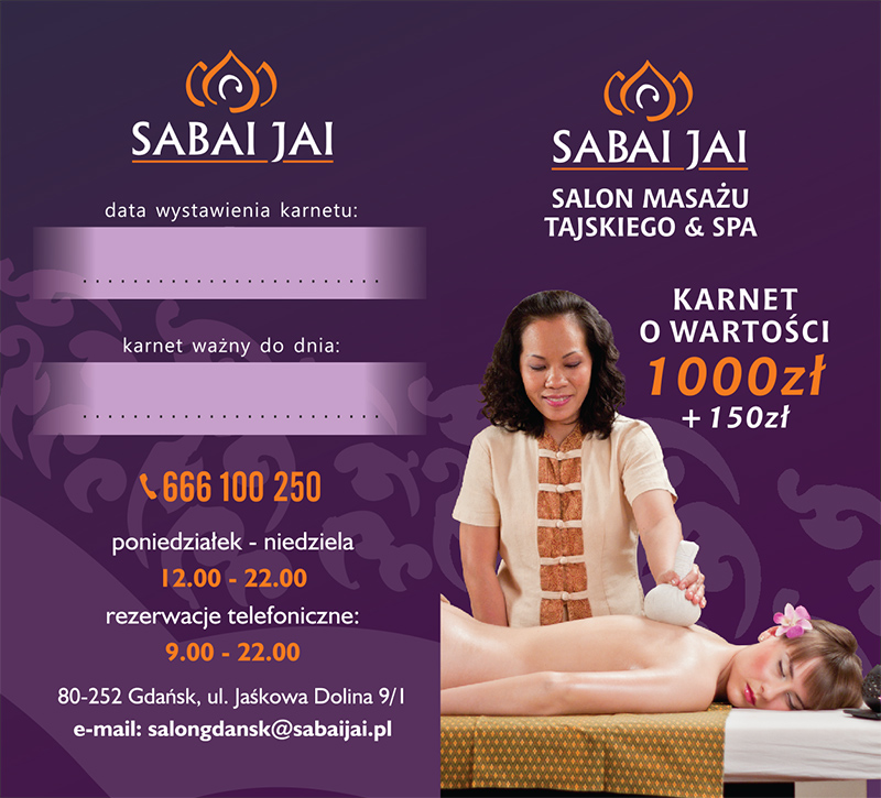 karnet na masaż o wartości 1000 zł